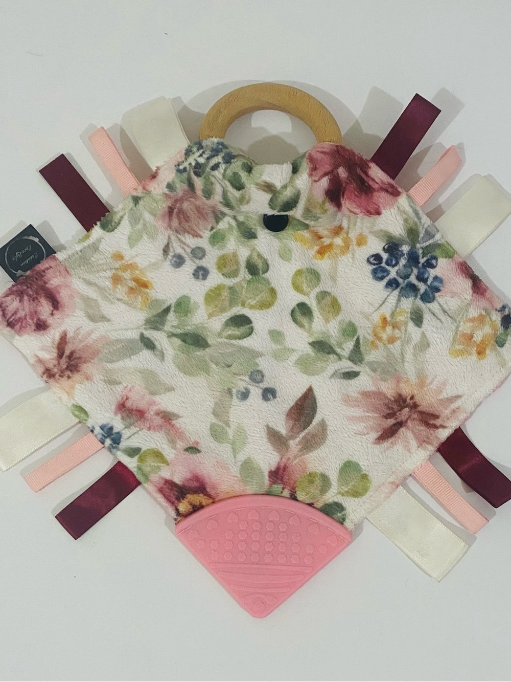 Floral Teething Lovey with Pink Teether - Kids Accessories